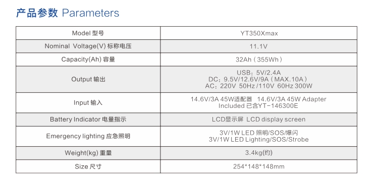 黄瓜视频破解版戶外電源YT350Xmax參數